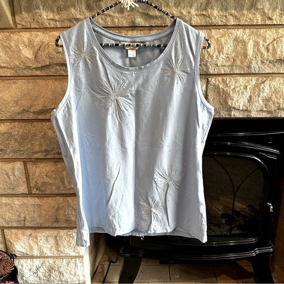 CJ Banks jeweled embroidered baby blue tank top size X - Picture 1 of 7